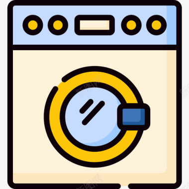 洗衣机家用物品25线性颜色图标图标