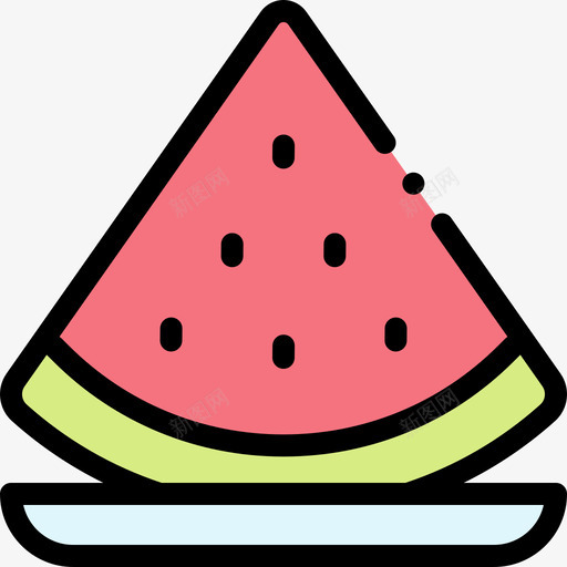 西瓜夏季食品和饮料2线颜色图标svg_新图网 https://ixintu.com 夏季食品和饮料2 线颜色 西瓜