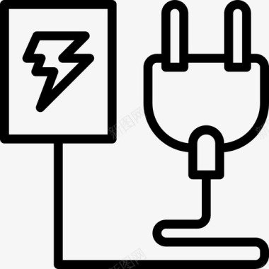 插头电源能量5线性图标图标