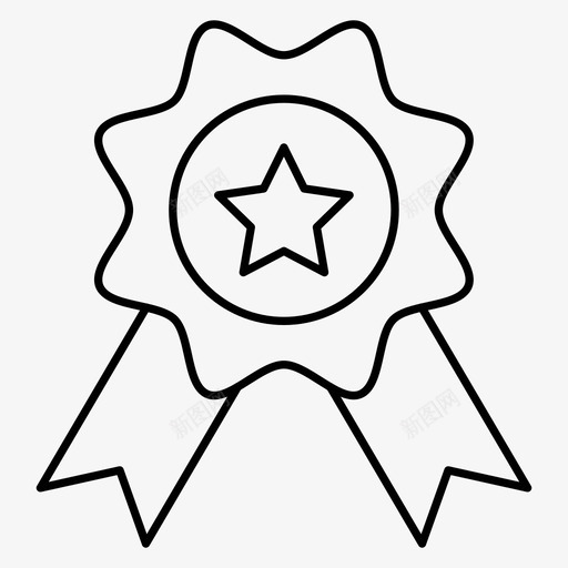 奖励成就徽章图标svg_新图网 https://ixintu.com 丝带 图标 奖励 奖品 徽章 成功 成就 机会 等级 细线