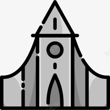 灰色教堂地标32线性颜色图标图标