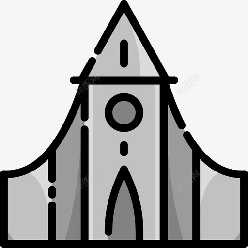 灰色教堂地标32线性颜色图标svg_新图网 https://ixintu.com 地标32 灰色教堂 线性颜色