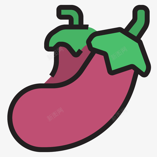 茄子果蔬2线色图标svg_新图网 https://ixintu.com 果蔬 线色 茄子
