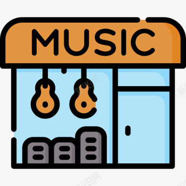 音乐商店音乐商店33线性颜色图标图标