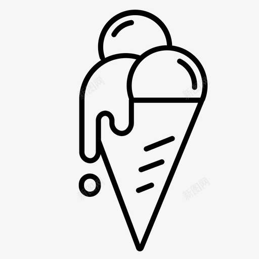 冰淇淋筒巧克力酱冰淇淋图标svg_新图网 https://ixintu.com 冰淇淋 巧克力 快餐 水果 甜食