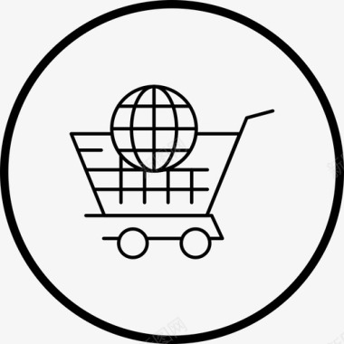 世界购物电子商务手推车图标图标