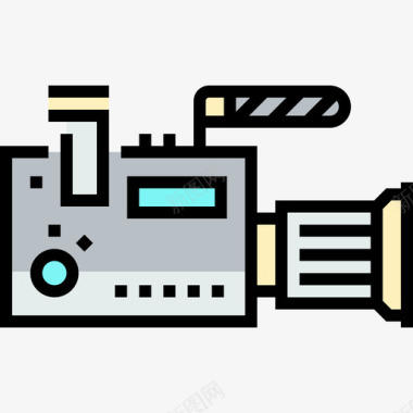 摄像机音频和视频19线性彩色图标图标