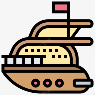 游艇夏季122线性颜色图标图标