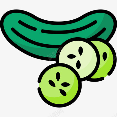 黄瓜健康食品45线颜色图标图标