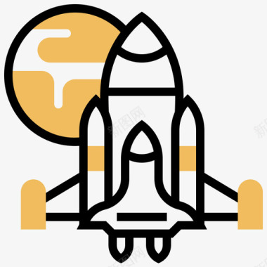 宇宙飞船航天技术8号黄色阴影图标图标