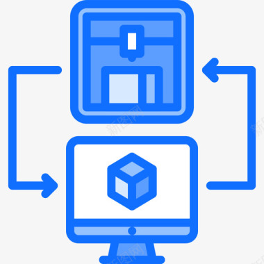 计算机3d打印机3蓝色图标图标