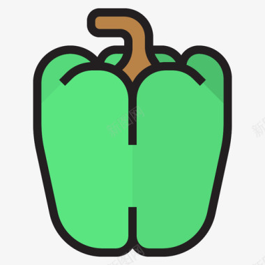 胡椒水果和蔬菜2线性颜色图标图标