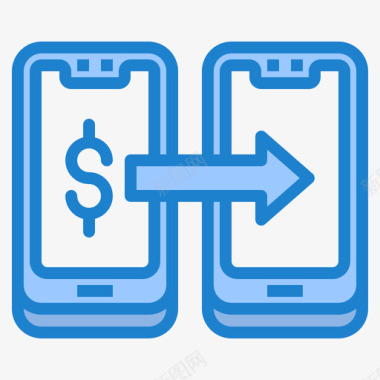 钱智能手机技术5蓝色图标图标