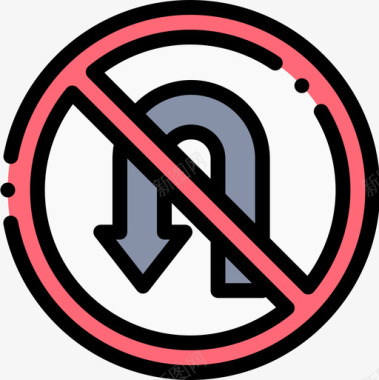 禁止转弯交通标志14线形颜色图标图标