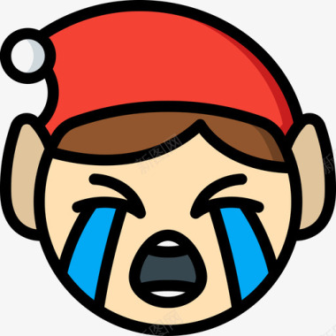 哭泣圣诞表情3线性颜色图标图标