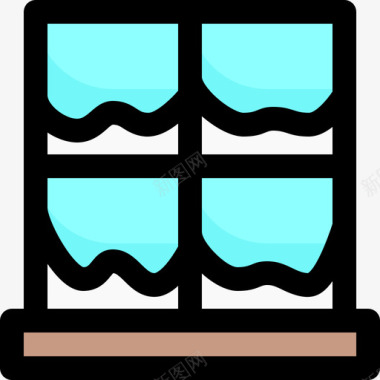 窗户冬季101线性颜色图标图标