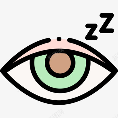 眼睛睡觉时间43线性颜色图标图标
