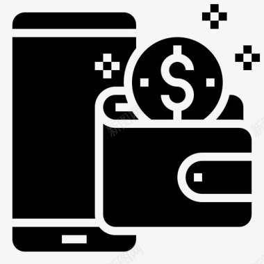 数字钱包金融技术2字形图标图标