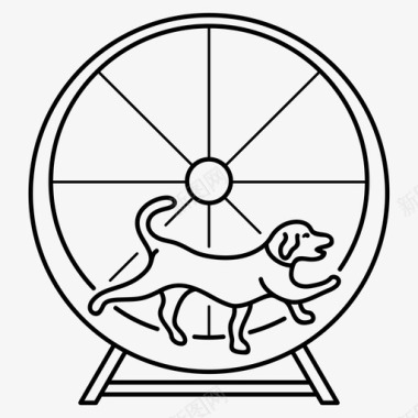 狗和猫的运动轮活动图标图标