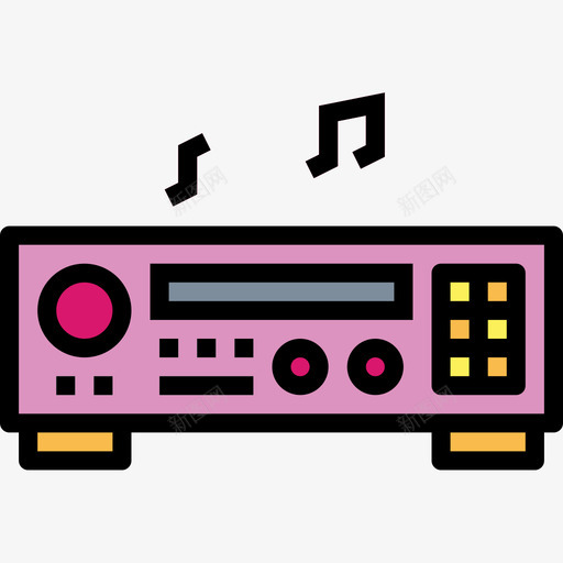 收音机卡拉OK3线性颜色图标svg_新图网 https://ixintu.com 卡拉 收音机 线性 颜色