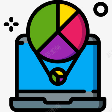 笔记本电脑数据科学15线性颜色图标图标