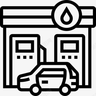 加油站汽车服务4直线图标图标