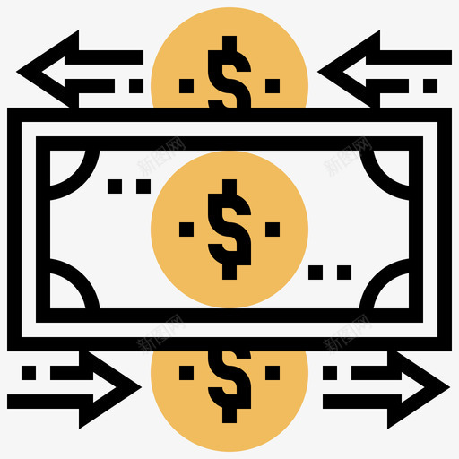 现金企业管理74黄影图标svg_新图网 https://ixintu.com 企业管理 现金 黄影