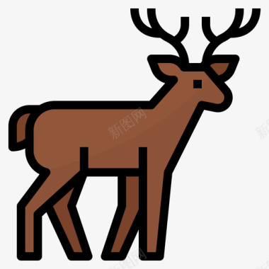 鹿动物79线性颜色图标图标