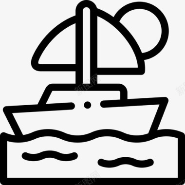 帆船景观33直线型图标图标