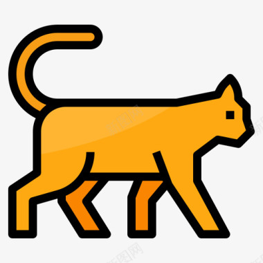 猫动物79线性颜色图标图标