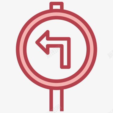 左转交通标志30红色图标图标