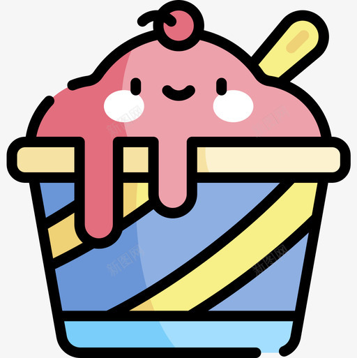 冰淇淋夜派对37线性颜色图标svg_新图网 https://ixintu.com 冰淇淋 派对 线性 颜色