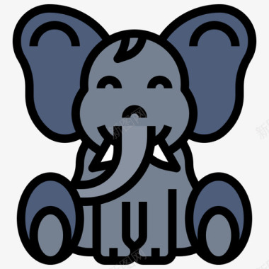 大象动物36线形颜色图标图标