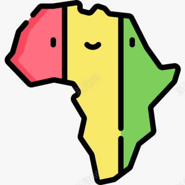 非洲雷鬼29线性颜色图标图标