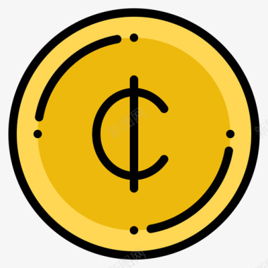 加纳货币102线形颜色图标图标