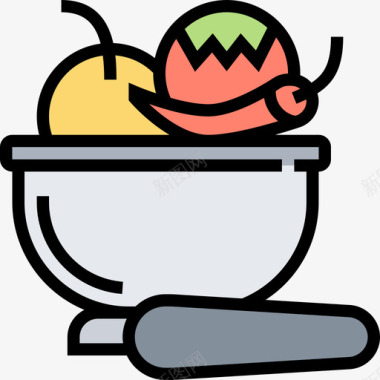 碗厨房工具28线颜色图标图标