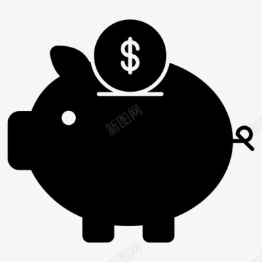 小猪钱箱现金箱储蓄货币图标图标