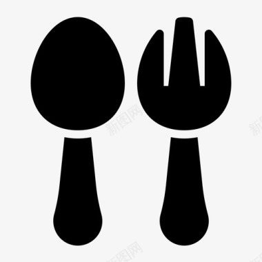 匙和叉食物厨房图标图标