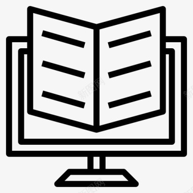 电子书数字服务线性图标图标