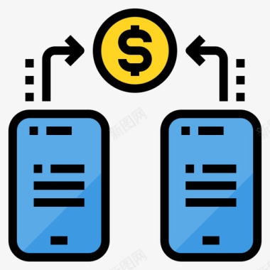 智能手机商务和金融8线性颜色图标图标