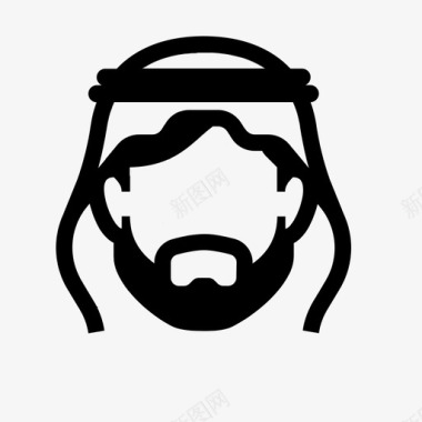 穆斯林男人头发头饰图标图标