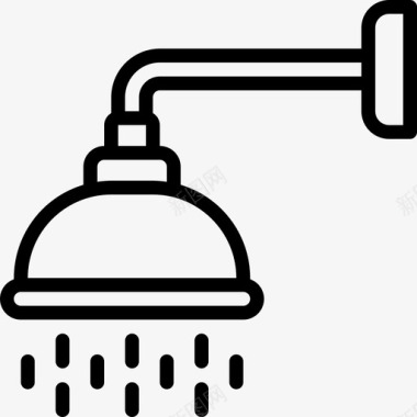 淋浴喷头管道3线性图标图标