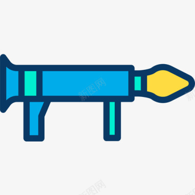 火箭筒武器9线性颜色图标图标