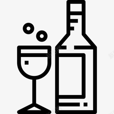 葡萄酒饮料21线性图标图标