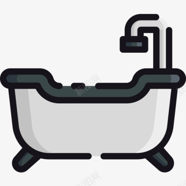 浴缸睡眠8线性颜色图标图标