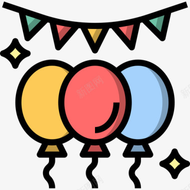 气球游乐园41线性颜色图标图标