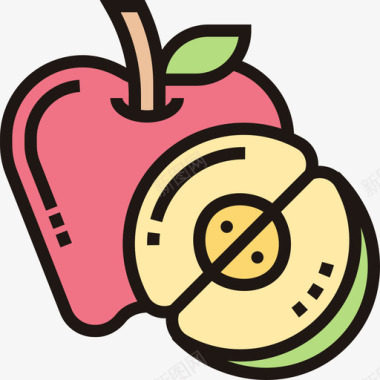 苹果烤肉6线性颜色图标图标