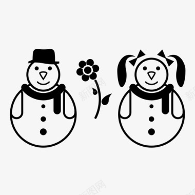 雪人圣诞节情侣图标图标