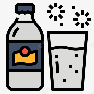 苏打水饮料34线性颜色图标图标