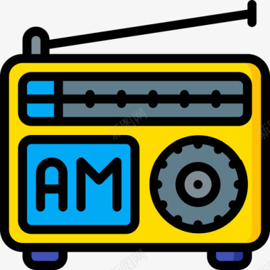 收音机收音机8线性颜色图标图标